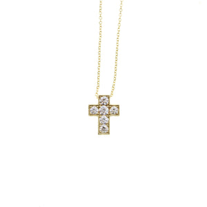 Green Gold & Diamond Cross Necklace