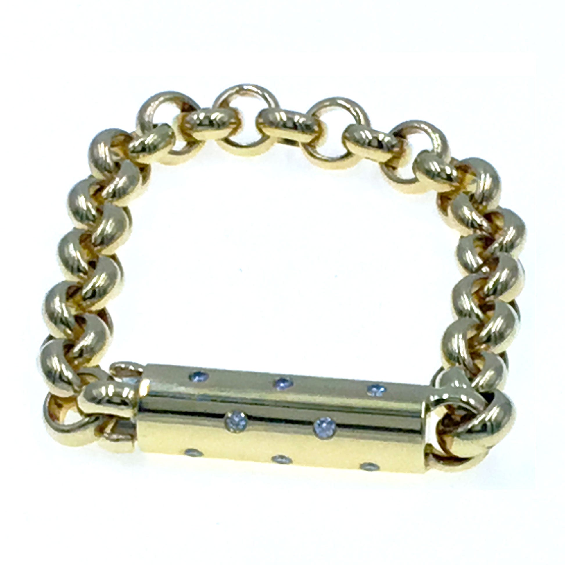 Yellow Gold Link Bracelet with Diamonds