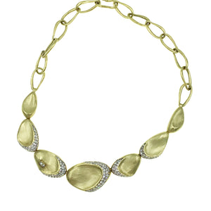Gold and Diamond Textured Pebble Necklace