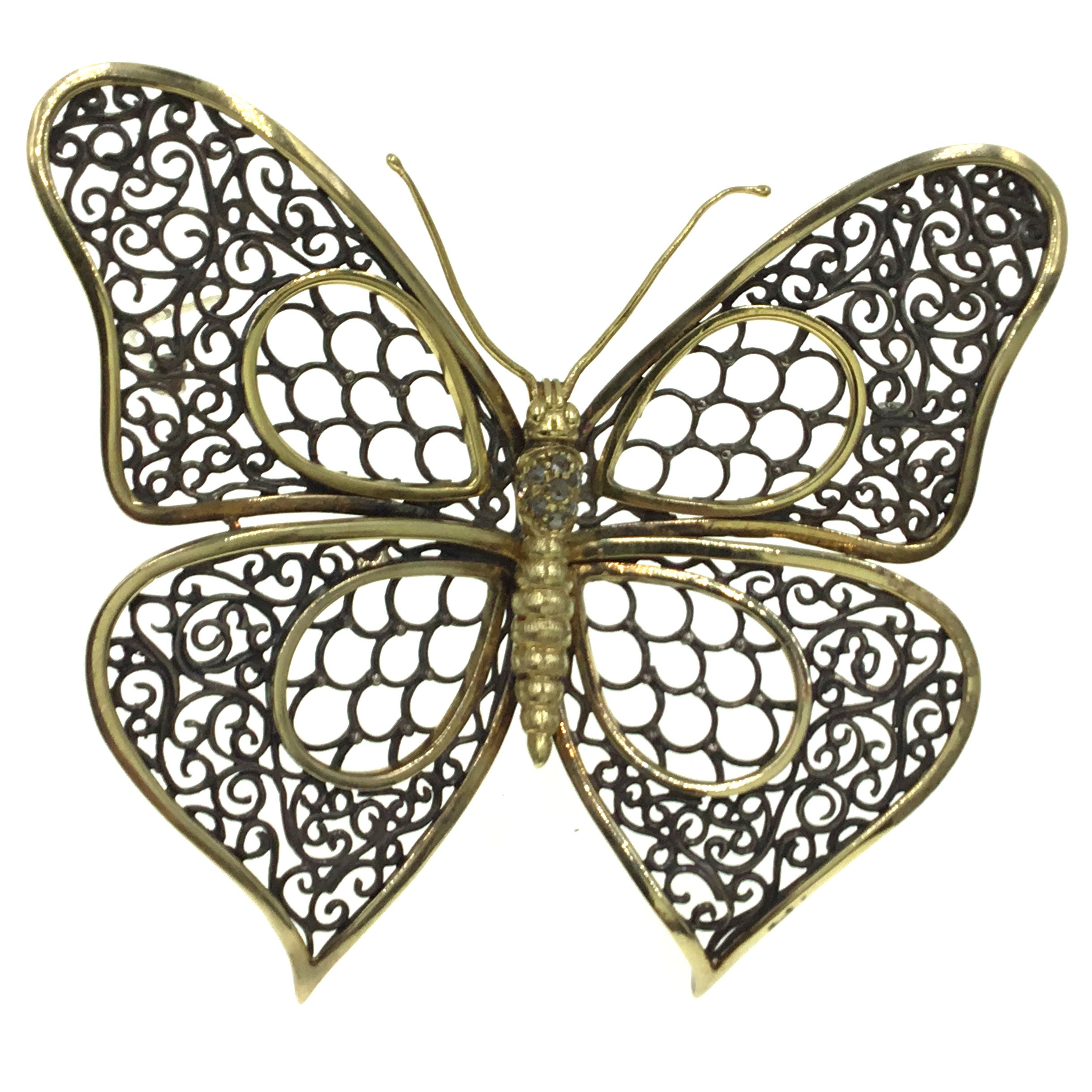 Gold and Diamond Butterfly Brooch