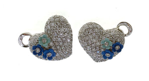 White Gold and Pave Diamond Heart Earrings
