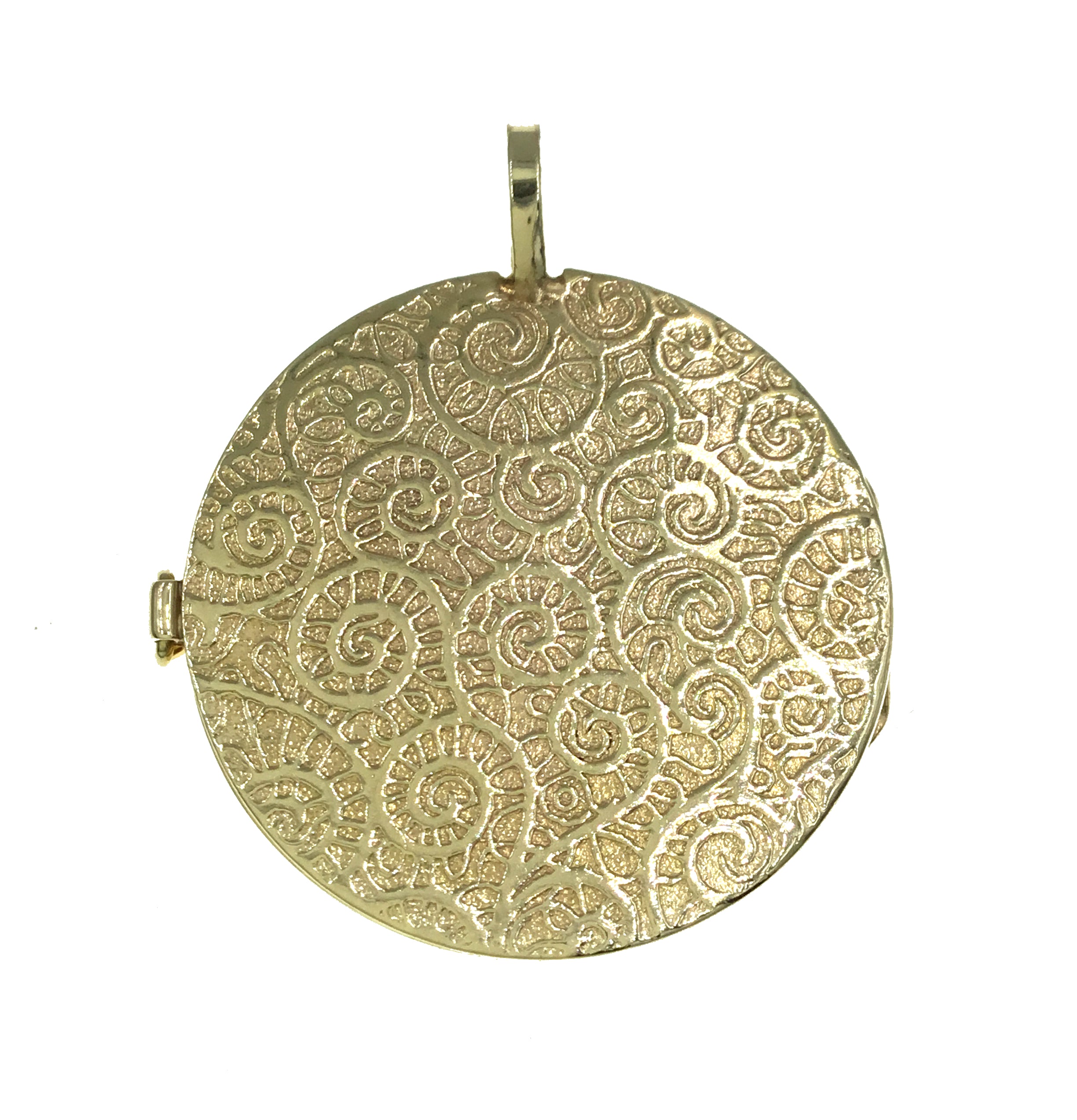 14K Yellow Gold Locket with Nautilus in Low Relief