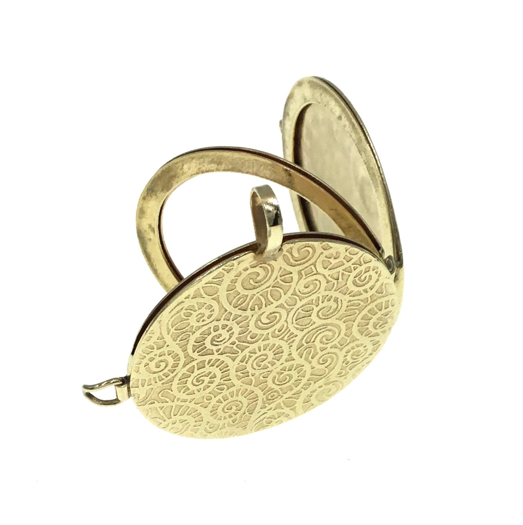 14K Yellow Gold Locket with Nautilus in Low Relief