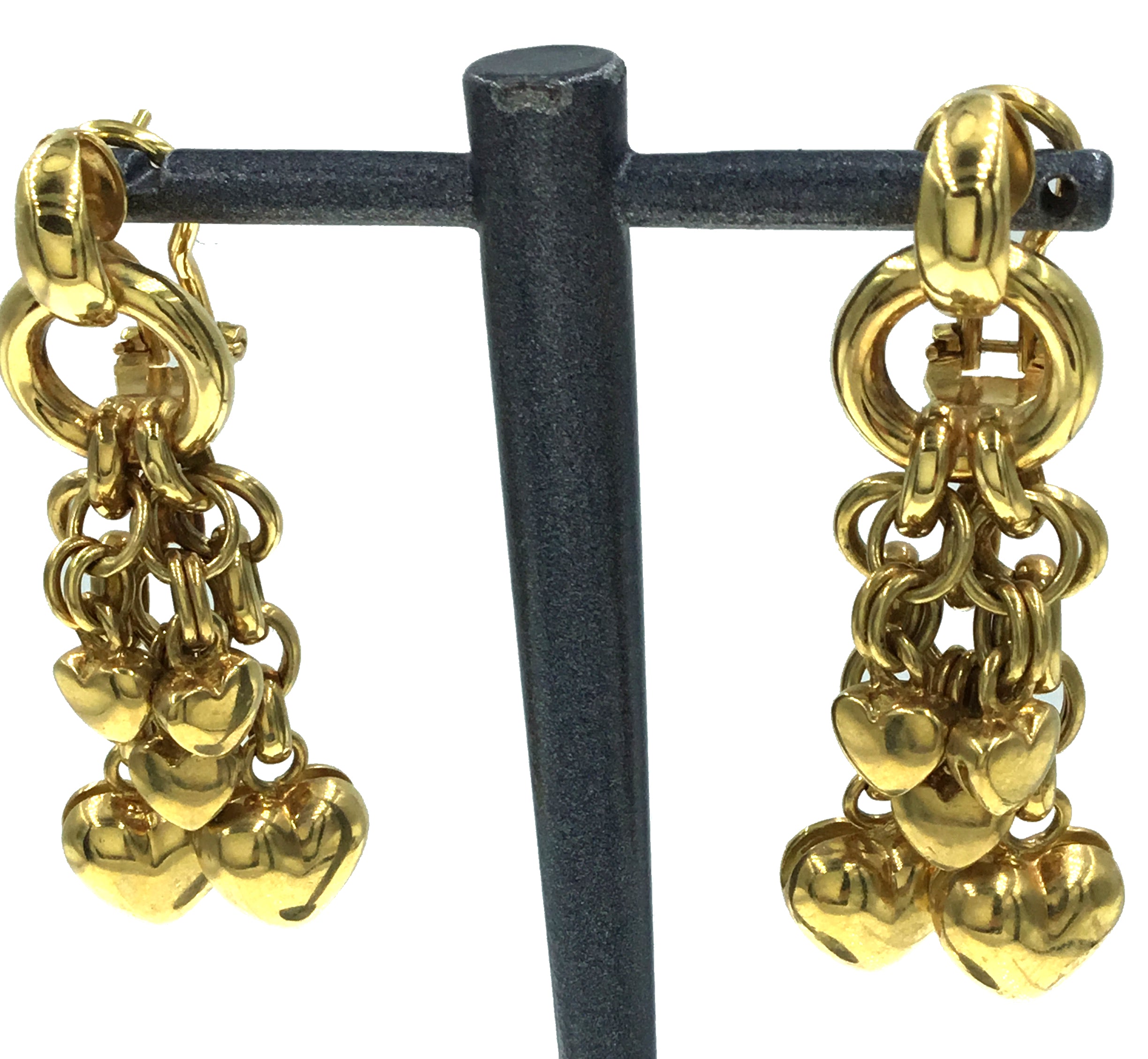 Gold Multi-heart Drop Earrings