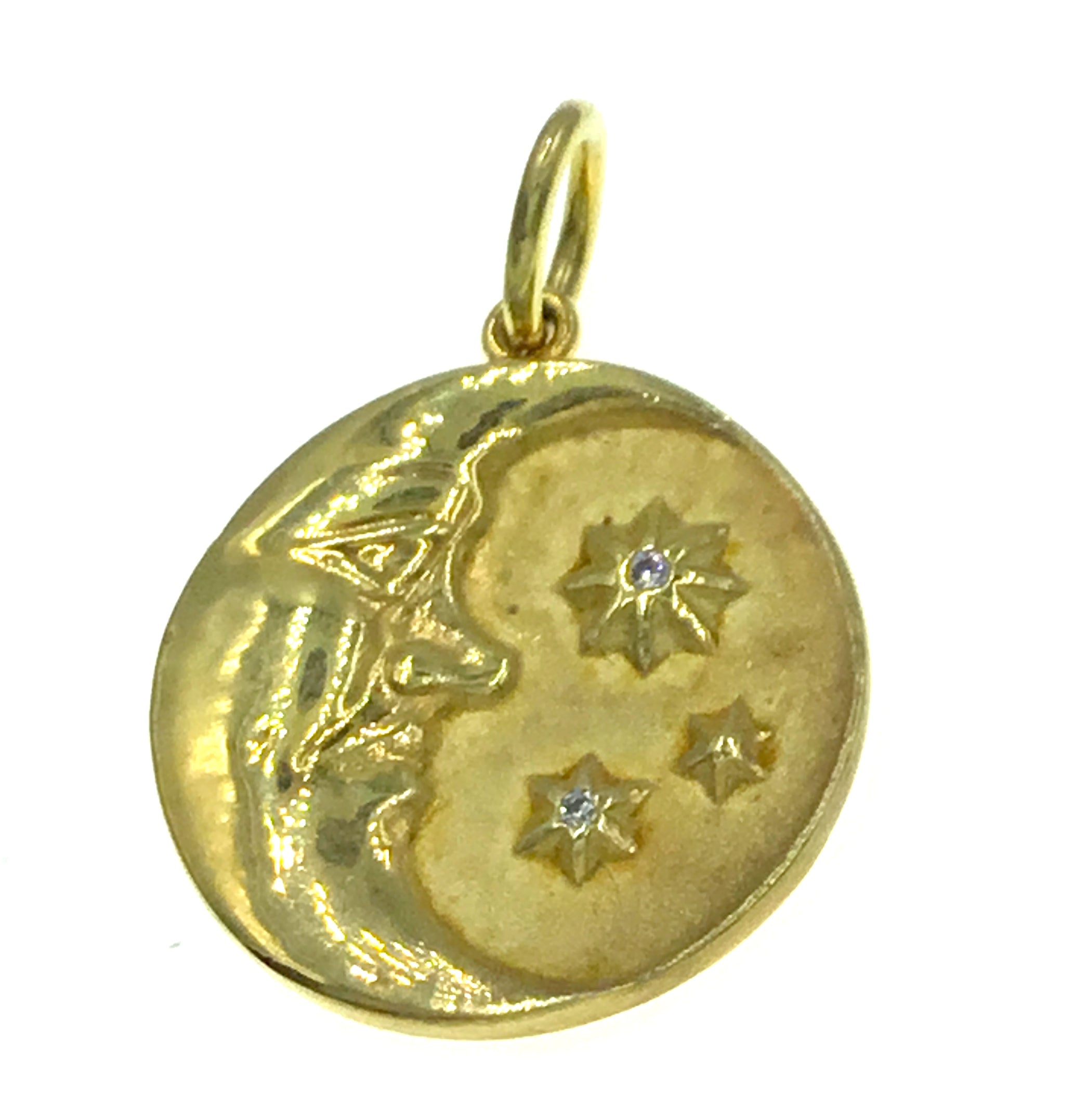 "Man in the Moon" Diamond and Gold Charm