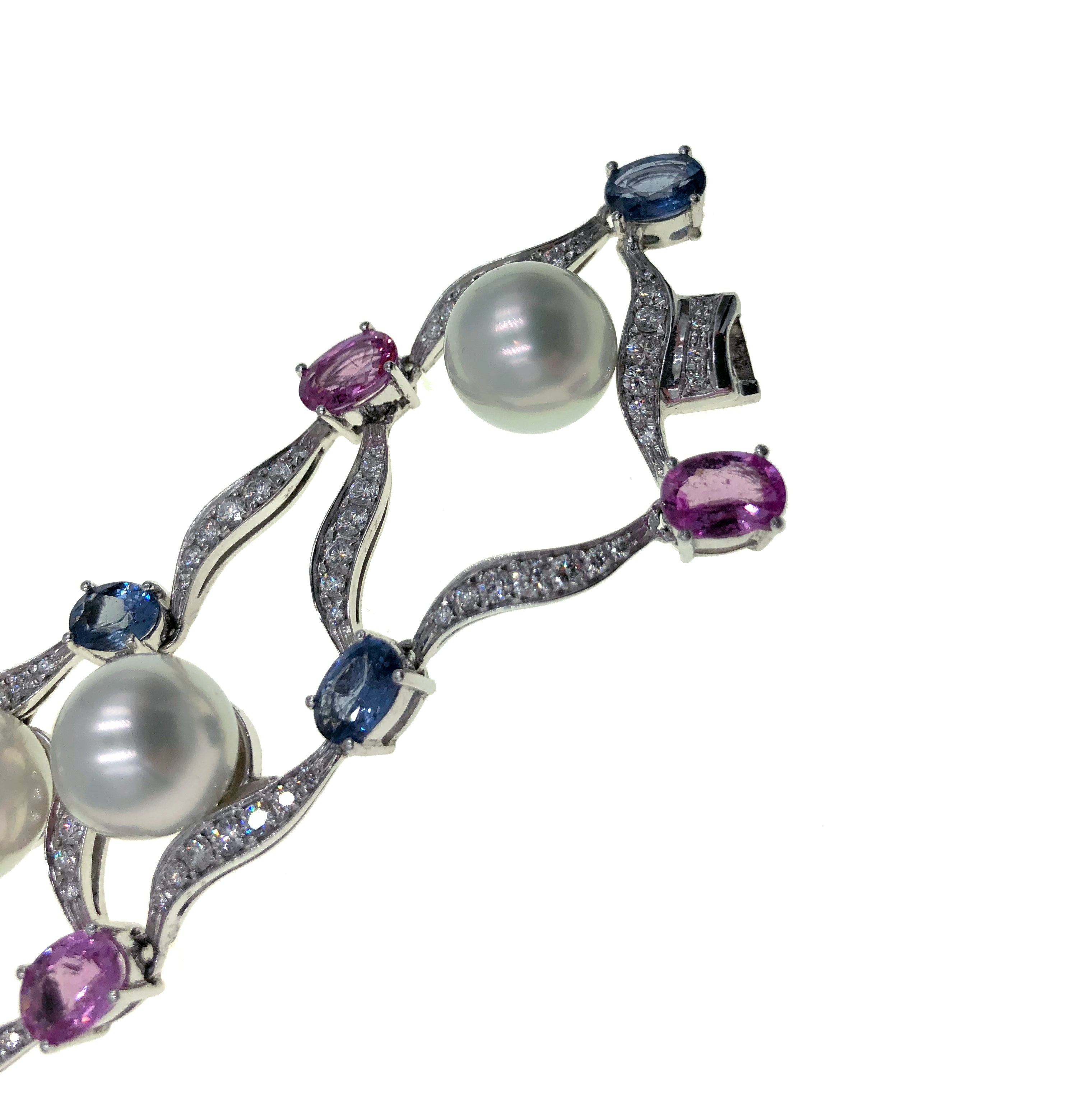 Pearl, Diamond and Sapphire Bracelet