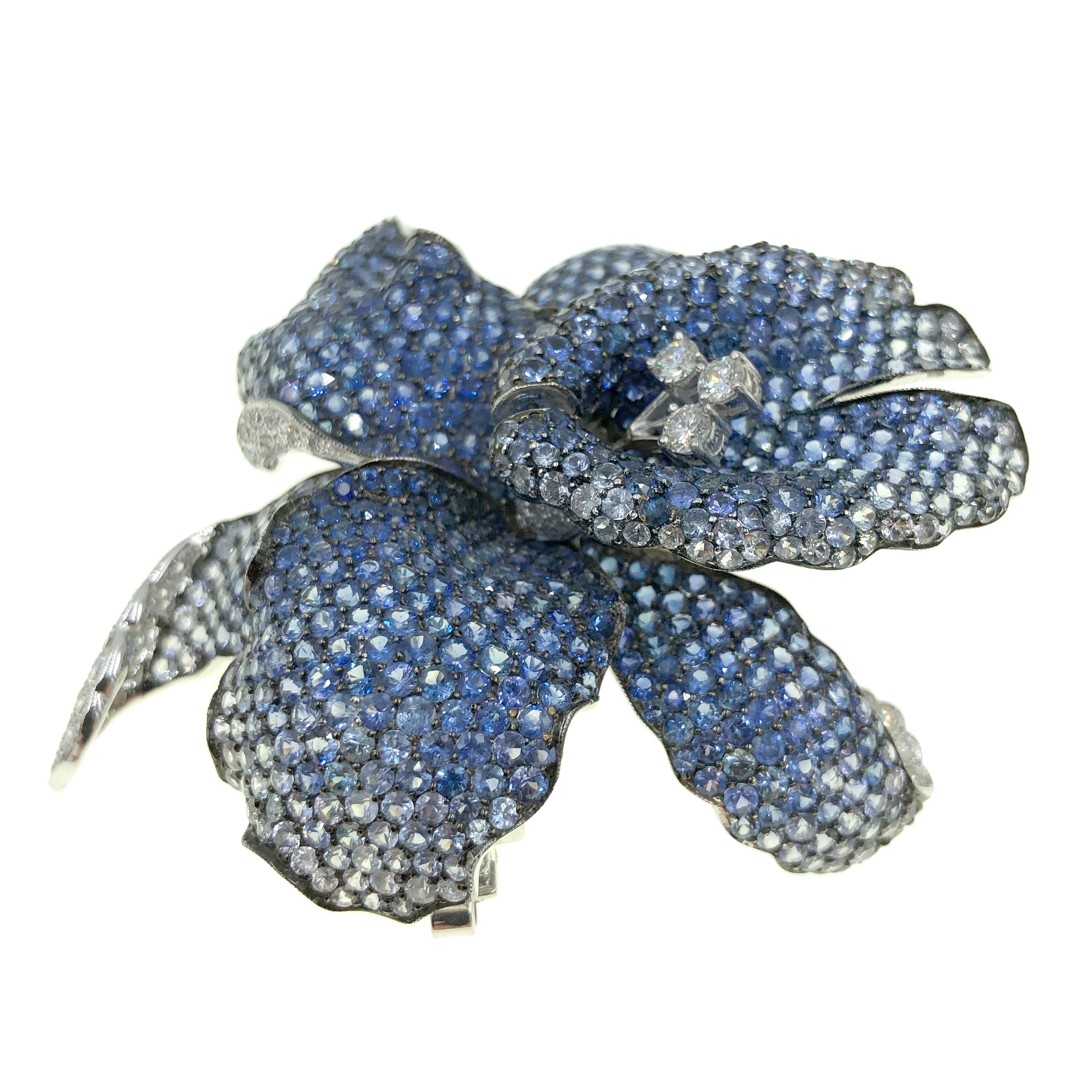 Diamond and Blue Sapphire Brooch